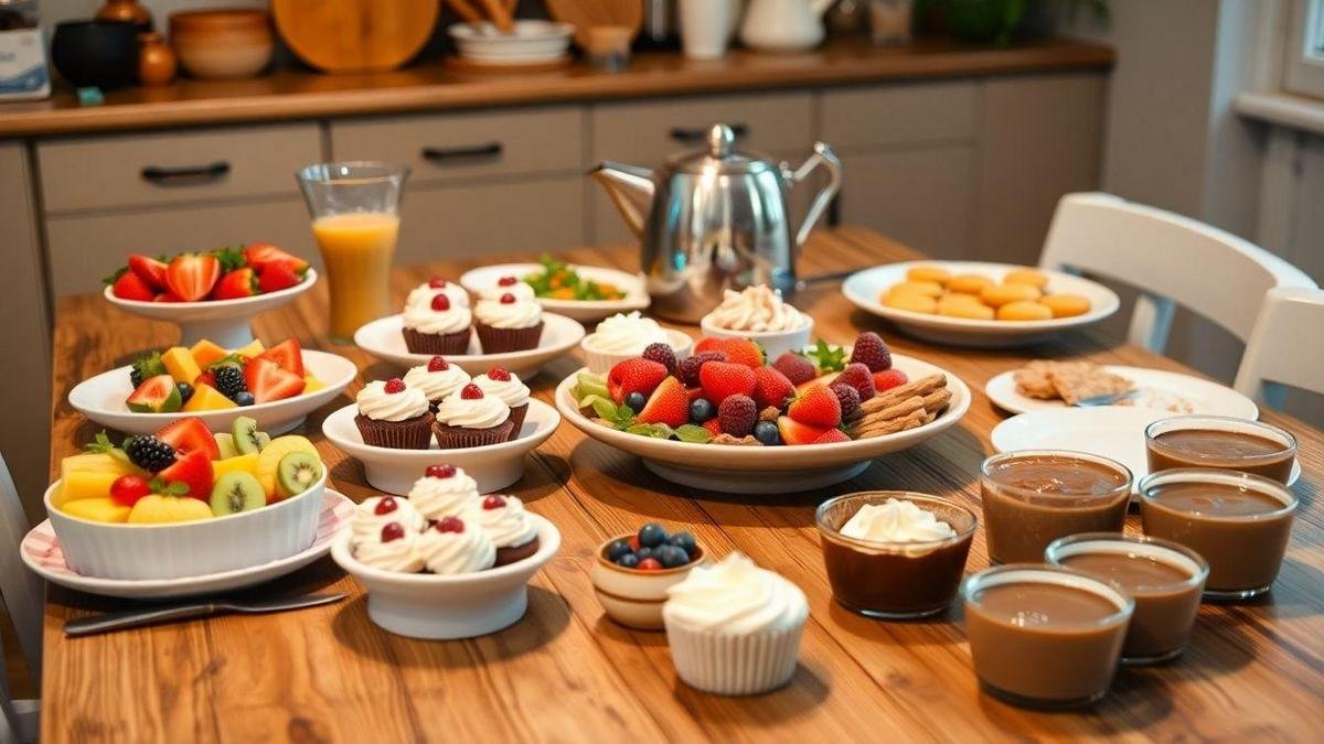 A variedade de receitas rápidas de sobremesa